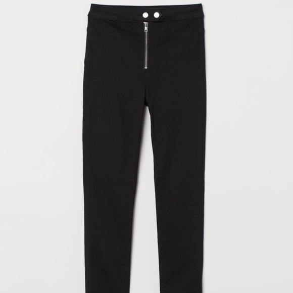 H&M Twill Pants - High Waist - Black - Size 4 - BNWT - Picture 1 of 6